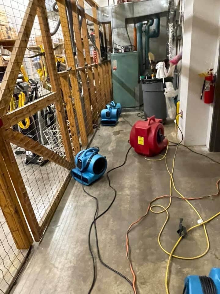 Commercial Factor Utility Room Drying Process Using Industrial Fan Air Movers in Nashville Tennessee